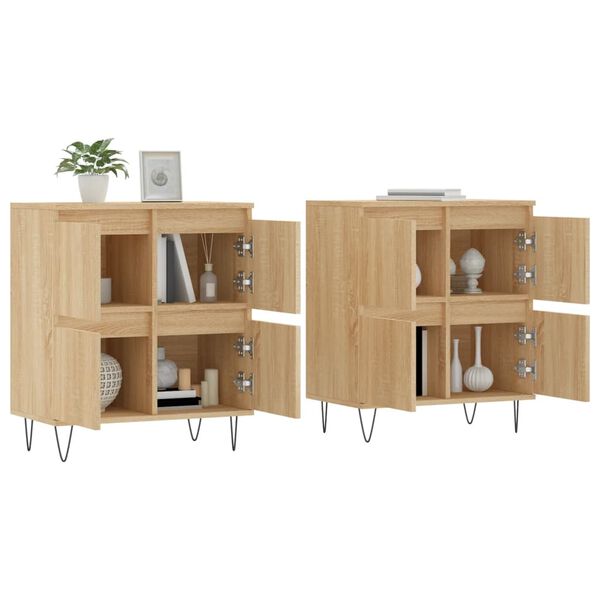 vidaXL Sideboard Set of 2 Sonoma oak Engineered wood, metal