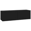 vidaXL Wall TV Cabinet Set of 2 Black Engineered Wood Medium