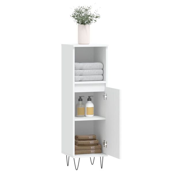 vidaXL Bathroom Cabinet White Engineered wood, iron Tall