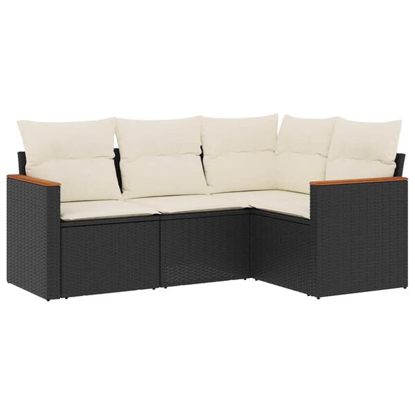 vidaXL Garden Sofa Set Black, Cream White