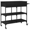vidaXL Kitchen Trolley Black 41.3"x16.5"x37.4" Engineered Wood