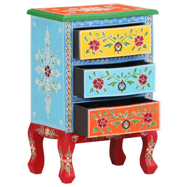 vidaXL Bedside Cabinet Multicolor Solid mango wood 15.7x11.8x23.6 in
