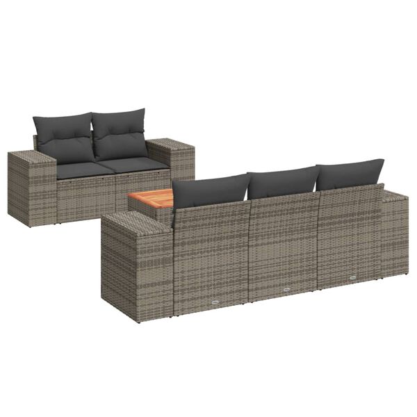 vidaXL Garden Sofa Set Grey PE rattan Fits 6 people Modular
