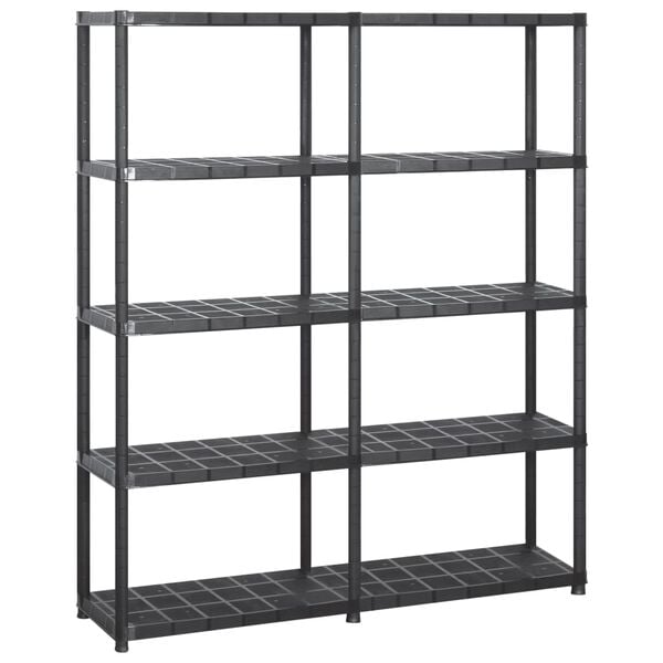 vidaXL Storage Shelf 5-Tier Black 55.9x15.0x66.9" Plastic (2x147684)