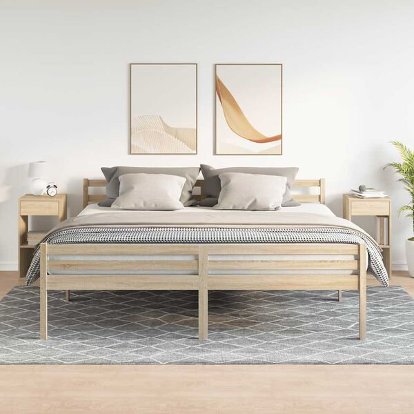 vidaXL Bedside Cabinet Set of 2 Sonoma Oak Engineered Wood Medium