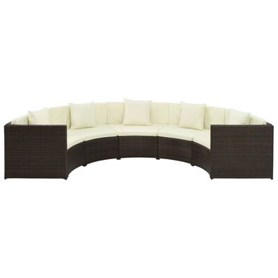 vidaXL 7 Piece Patio Lounge Set with Cushions Poly Rattan Brown