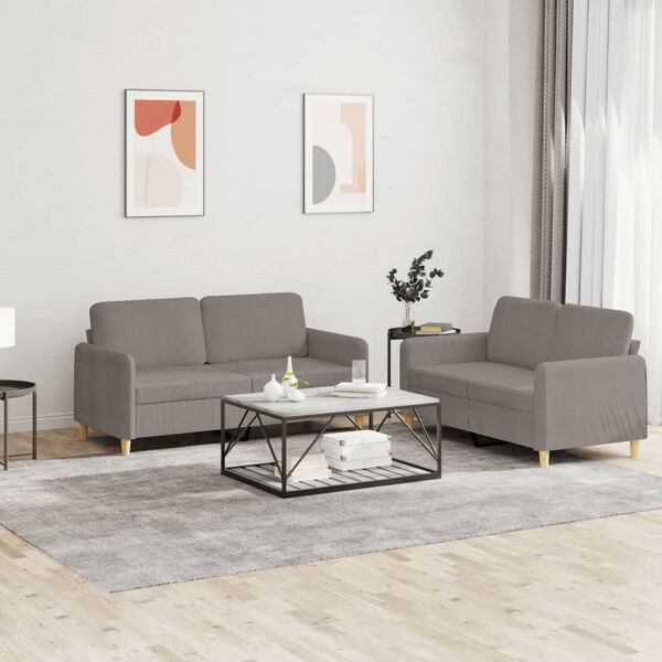 vidaXL Sofa Set Taupe Fabric (100% polyester), metal, textilene, plywood
