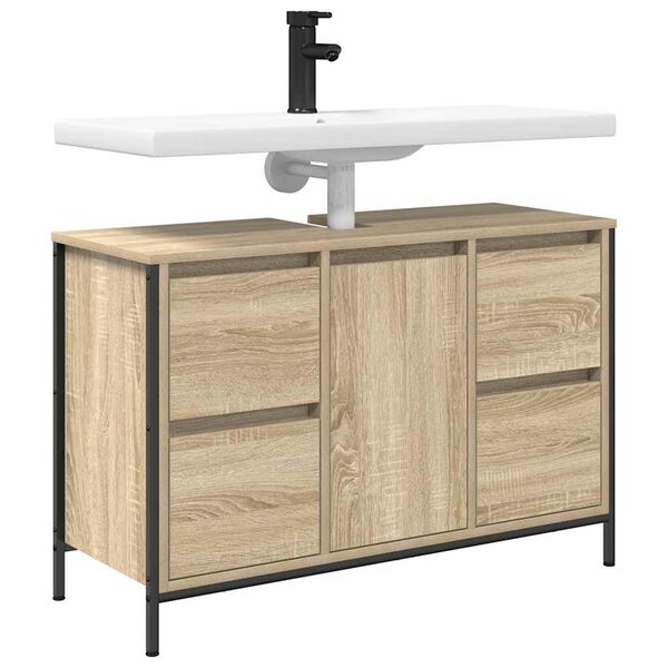 vidaXL Basin Cabinet Sonoma Oak Engineered Wood 35.4x13.6x23.6 in