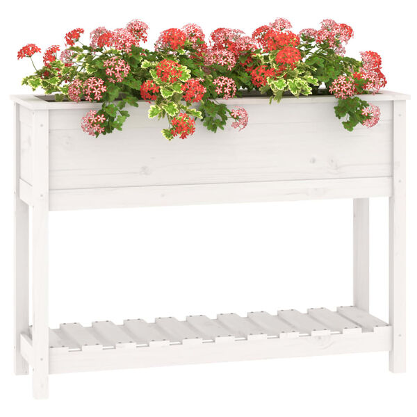 vidaXL Planter White Solid pine wood Medium Planter Rectangular