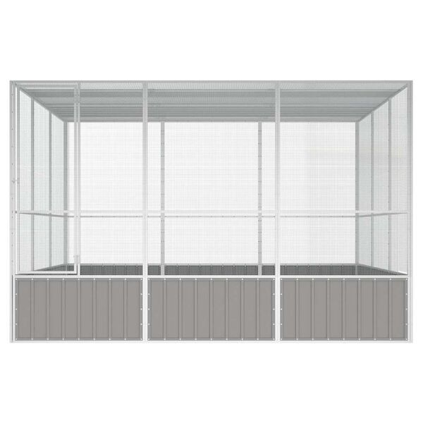 vidaXL Bird Cage Grey Galvanized Steel Large Bird Cage Rectangular