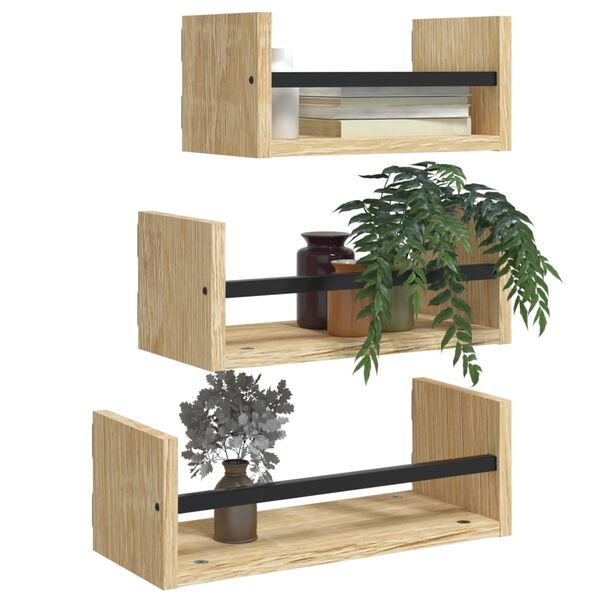 vidaXL Wall Shelf Set Sonoma Oak Engineered wood Medium Wall mounting