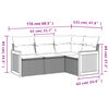 vidaXL Garden Sofa Set Grey PE rattan, powder-coated steel 4 Piece