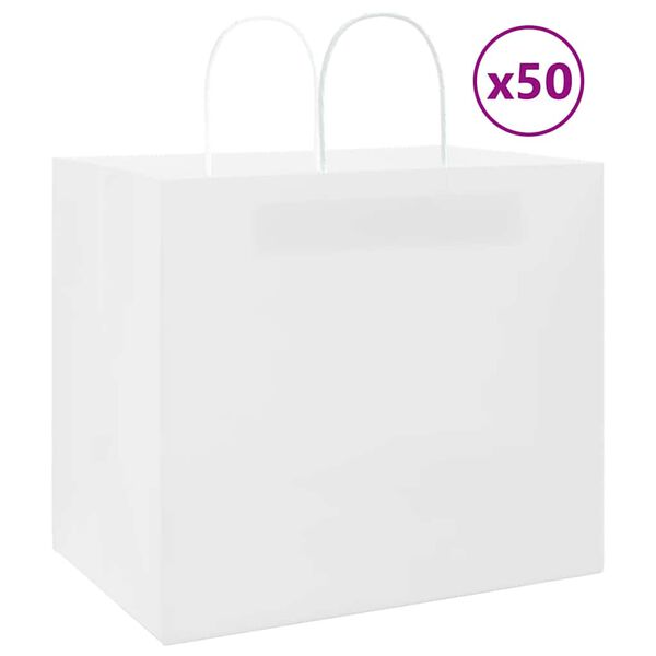 vidaXL Paper Bags 50 pcs with Handles White 12.6x8.7x11.0"
