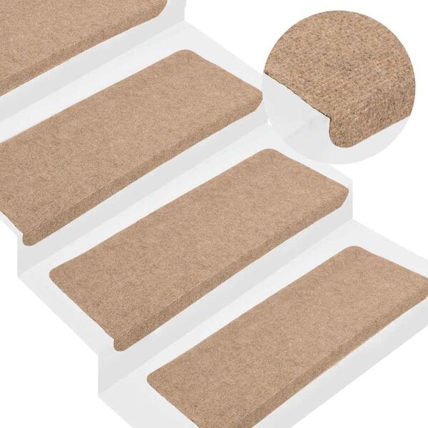 vidaXL Stair Mat Set of 30 Beige Needle felt fabric (95% PES, 5% PP)