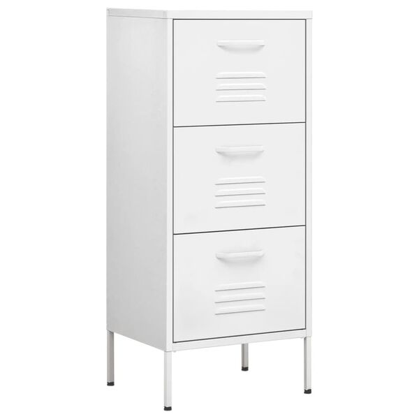 vidaXL Storage Cabinet White Steel Medium Ball-Bearing Storage Cabinet