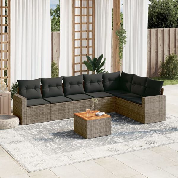 vidaXL Garden Sofa Set Grey, Dark Grey, Brown