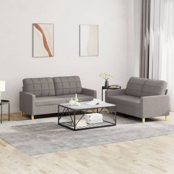 vidaXL Sofa Set Taupe Polyester, Metal, Textilene, Plywood 2-Seater Sofa