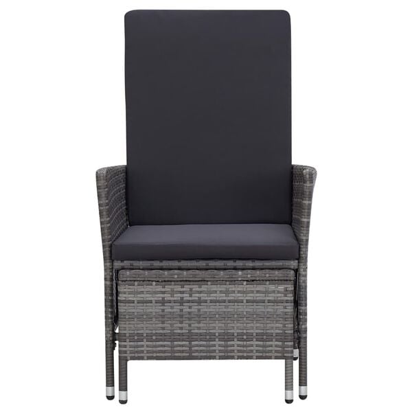 vidaXL Armchair Grey PE rattan Medium Adjustable Armrests Armchair