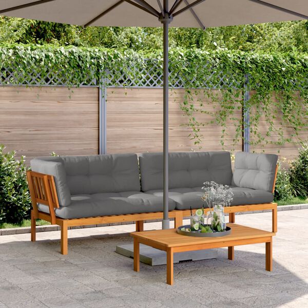 vidaXL Garden Pallet Corner Sofa Natural Wood, Grey