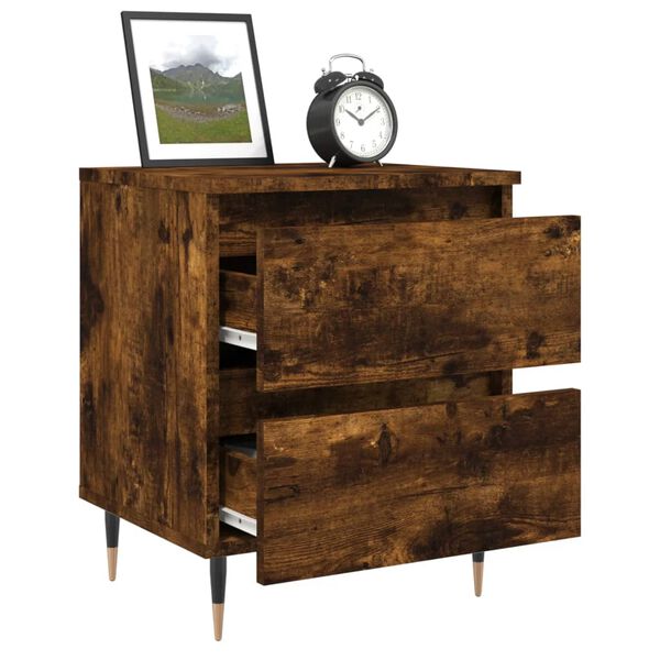 vidaXL Bedside Cabinet Set of 2 Smoked oak Engineered wood, iron Medium