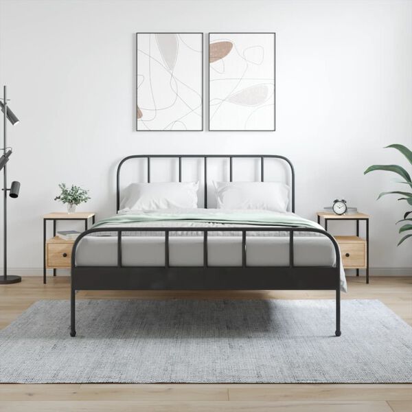 vidaXL Bedside Cabinet Set of 2 Sonoma Oak Engineered wood, iron Medium