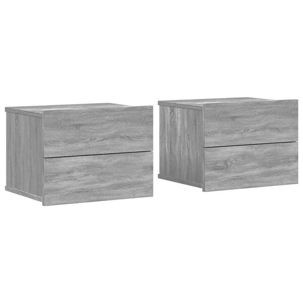 vidaXL Bedside Cabinet Set of 2 Grey Sonoma Engineered wood Compact