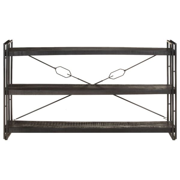 vidaXL Bookcase Black Solid rough mango wood, powder-coated steel Medium