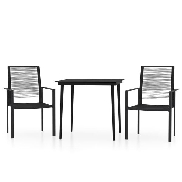 vidaXL Dining Set Black Powder-Coated Steel, Glass, PVC Hollow Rattan