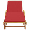 vidaXL Sun Lounger Reclining Red 200 x 67 x 84cm Solid Acacia wood