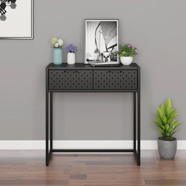 vidaXL Console Table Anthracite Steel Compact Adjustable Armrests