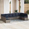 vidaXL Sofa Set with Cushion 10 pcs Grey Poly Rattan