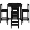 vidaXL Garden Bar Set Black Solid Pine Wood Footrest Garden Bar Set