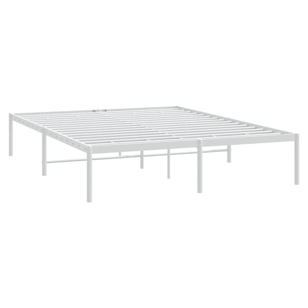 vidaXL Bed Frame White Powder-Coated Steel 63 x 79 in Bed Frame