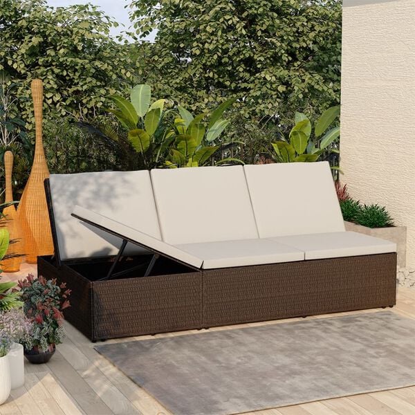 vidaXL Sun Bed Brown and cream white