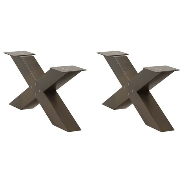 vidaXL Coffee Table Legs X-Shaped 2 pcs Natural Steel 27.6x(11.8-12.2)" Steel