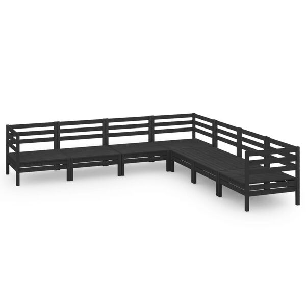 vidaXL Garden Lounge Set Black Solid Pine Wood Medium Modular