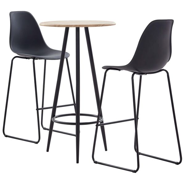 vidaXL Bar Set Black MDF with PVC coating Durable Bar Set Round