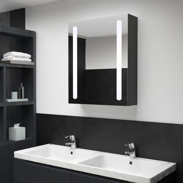 vidaXL Bathroom Cabinet Anthracite MDF Medium Bathroom Cabinet