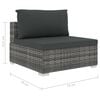 vidaXL Patio Sofa Set of 8 Gray Rattan with Dark Gray Cushion Poly Rattan