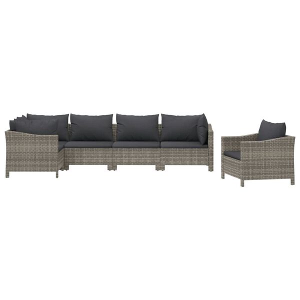 vidaXL Garden Lounge Set Grey Poly Rattan and Powder-Coated Steel