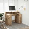 vidaXL Desk with LED Lights Artisian Oak 47.2x21.7x35.8" Engineered Wood