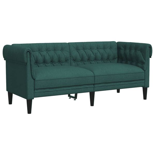 vidaXL Sofa Set Dark Green 100% Polyester, Plywood, Solid Wood