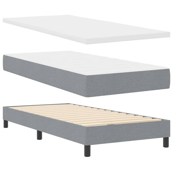 vidaXL Box Spring Bed with Mattress Light grey 31.50 x 78.74 in Fabric