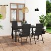 vidaXL Dining Set Black PE Rattan 5 Piece Setup Adjustable Armrests