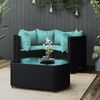 vidaXL Patio Lounge Set Set of 4 Black PE rattan Medium