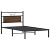 vidaXL Bed Frame Smoked Oak Engineered wood and steel Twin Bed Frame