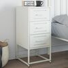 vidaXL Bedside Cabinet White Steel Medium Bedside Cabinet Rectangular
