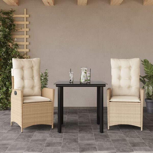 vidaXL Garden Dining Set Beige and Black