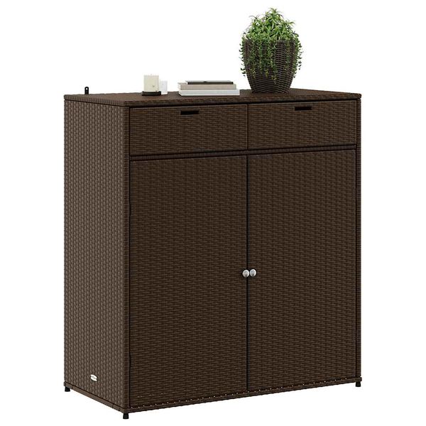 vidaXL Garden Storage Cabinet Brown PE rattan Large