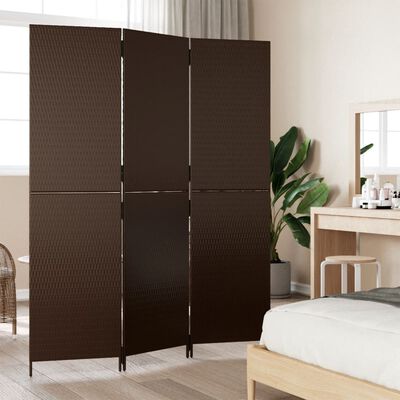Brown folding wardrobe-style privacy screen in bedroom